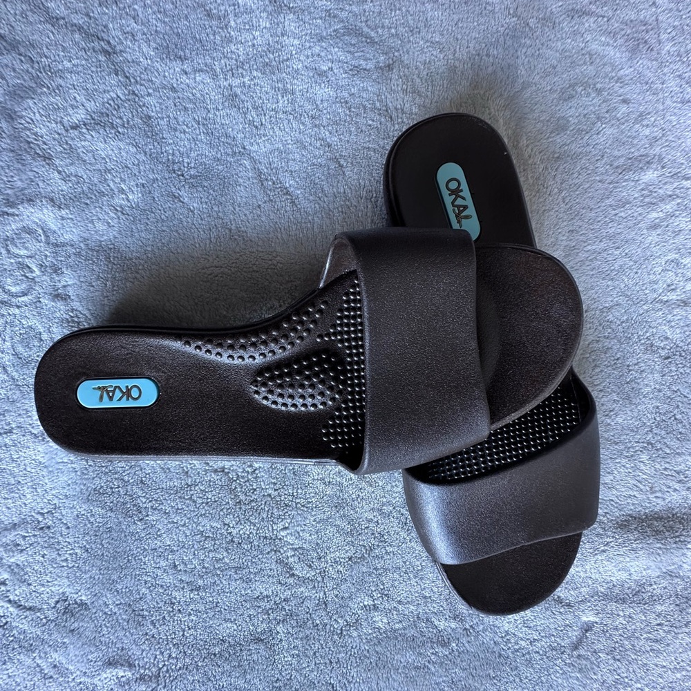 OKA b. Dark Brown Slide Sandals.S. 5.5/6.5/ - Picture 5 of 9